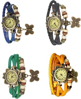 NS18 Vintage Butterfly Rakhi Combo of 4 Blue, Green, Black And Yellow Analog Watch  - For Women   Watches  (NS18)