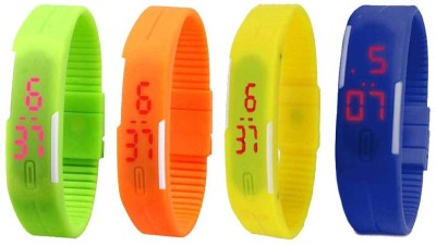 NS18 Silicone Led Magnet Band Combo of 4 Green, Orange, Yellow And Blue Digital Watch  - For Boys & Girls   Watches  (NS18)