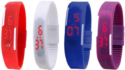 

Kissu Led Magnet Band Combo of 4 Red, White, Blue And Purple Watch - For Men & Women