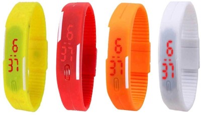 NS18 Silicone Led Magnet Band Combo of 4 Yellow, Red, Orange And White Digital Watch  - For Boys & Girls   Watches  (NS18)