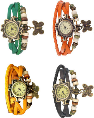 

NS18 Vintage Butterfly Rakhi Combo of 4 Green, Yellow, Orange And Black Watch - For Women