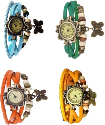 NS18 Vintage Butterfly Rakhi Combo of 4 Sky Blue, Orange, Green And Yellow Analog Watch  - For Women   Watches  (NS18)