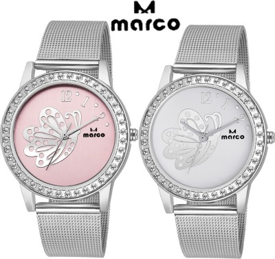 Marco elite ladies combo 1055 wht pnk ch Analog Watch  - For Women   Watches  (Marco)