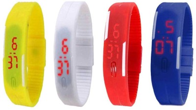 NS18 Silicone Led Magnet Band Combo of 4 Yellow, White, Red And Blue Digital Watch  - For Boys & Girls   Watches  (NS18)