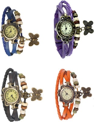 NS18 Vintage Butterfly Rakhi Combo of 4 Blue, Black, Purple And Orange Analog Watch  - For Women   Watches  (NS18)