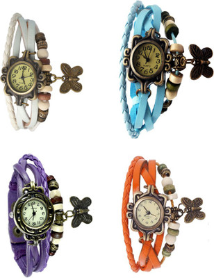 

NS18 Vintage Butterfly Rakhi Combo of 4 White, Purple, Sky Blue And Orange Watch - For Women