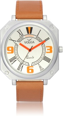 Volga VLW050045 Sports Leather belt Slim Dial Stylish Orange Analog Watch  - For Men   Watches  (Volga)