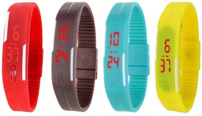 NS18 Silicone Led Magnet Band Combo of 4 Red, Brown, Sky Blue And Yellow Digital Watch  - For Boys & Girls   Watches  (NS18)