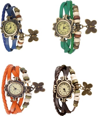 NS18 Vintage Butterfly Rakhi Combo of 4 Blue, Orange, Green And Brown Analog Watch  - For Women   Watches  (NS18)