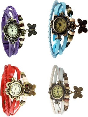 NS18 Vintage Butterfly Rakhi Combo of 4 Purple, Red, Sky Blue And White Analog Watch  - For Women   Watches  (NS18)