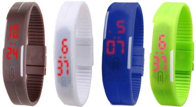 NS18 Silicone Led Magnet Band Combo of 4 Brown, White, Blue And Green Digital Watch  - For Boys & Girls   Watches  (NS18)