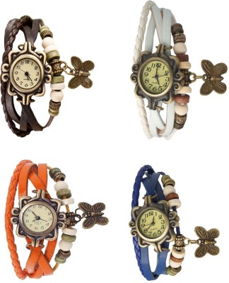 NS18 Vintage Butterfly Rakhi Combo of 4 Brown, Orange, White And Blue Analog Watch  - For Women   Watches  (NS18)