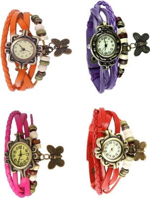 NS18 Vintage Butterfly Rakhi Combo of 4 Orange, Pink, Purple And Red Analog Watch  - For Women   Watches  (NS18)