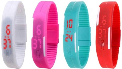 NS18 Silicone Led Magnet Band Watch Combo of 4 White, Pink, Sky Blue And Red Digital Watch  - For Couple   Watches  (NS18)