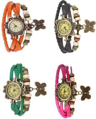 NS18 Vintage Butterfly Rakhi Combo of 4 Orange, Green, Black And Pink Analog Watch  - For Women   Watches  (NS18)