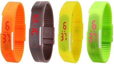 NS18 Silicone Led Magnet Band Combo of 4 Orange, Brown, Yellow And Green Digital Watch  - For Boys & Girls   Watches  (NS18)