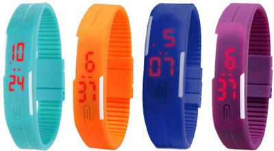

Kissu Led Magnet Band Combo of 4 Sky Blue, Orange, Blue And Purple Watch - For Men & Women