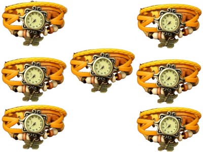 NS18 Vintage Butterfly Rakhi Combo of 7 Yellow Analog Watch  - For Women   Watches  (NS18)