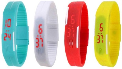 NS18 Silicone Led Magnet Band Combo of 4 Sky Blue, White, Red And Yellow Digital Watch  - For Boys & Girls   Watches  (NS18)