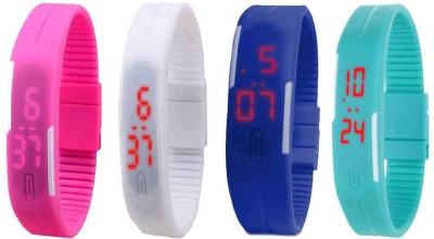 NS18 Silicone Led Magnet Band Watch Combo of 4 Pink, White, Blue And Sky Blue Digital Watch  - For Couple   Watches  (NS18)