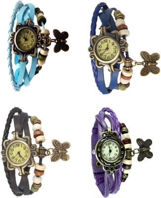 NS18 Vintage Butterfly Rakhi Combo of 4 Sky Blue, Black, Blue And Purple Analog Watch  - For Women   Watches  (NS18)