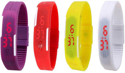 

Kissu Led Magnet Band Combo of 4 Purple, Red, Yellow And White Watch - For Men & Women