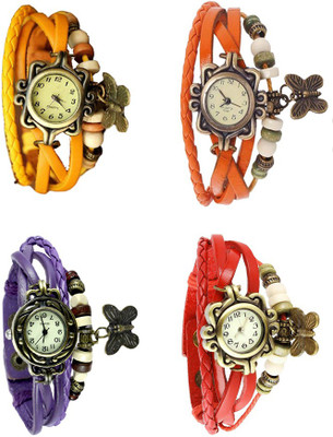 

Kissu Vintage Rakhi Combo of 4 Yellow, Purple, Orange And Red Watch - For Women