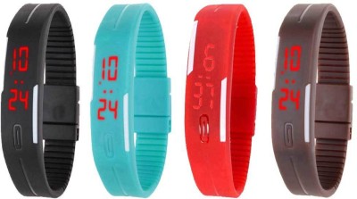 NS18 Silicone Led Magnet Band Combo of 4 Black, Sky Blue, Red And Brown Digital Watch  - For Boys & Girls   Watches  (NS18)