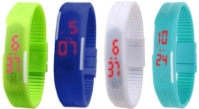 NS18 Silicone Led Magnet Band Watch Combo of 4 Green, Blue, White And Sky Blue Digital Watch  - For Couple   Watches  (NS18)