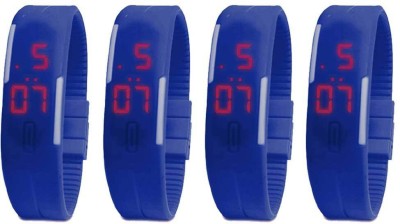 NS18 Silicone Led Magnet Band Combo of 4 Blue Digital Watch  - For Boys & Girls   Watches  (NS18)