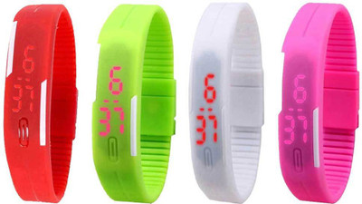 

Kissu Led Magnet Band Combo of 4 Red, Green, White And Pink Watch - For Men & Women