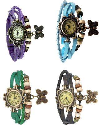NS18 Vintage Butterfly Rakhi Combo of 4 Purple, Green, Sky Blue And Black Analog Watch  - For Women   Watches  (NS18)