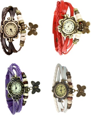 NS18 Vintage Butterfly Rakhi Combo of 4 Brown, Purple, Red And White Analog Watch  - For Women   Watches  (NS18)