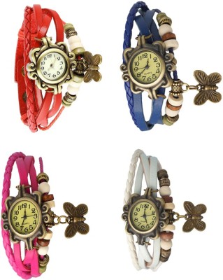 NS18 Vintage Butterfly Rakhi Combo of 4 Red, Pink, Blue And White Analog Watch  - For Women   Watches  (NS18)