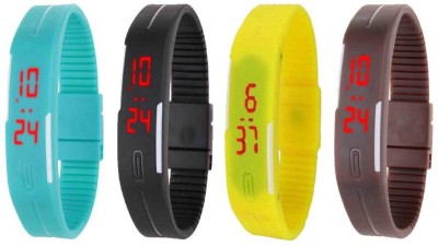 NS18 Silicone Led Magnet Band Combo of 4 Sky Blue, Black, Yellow And Brown Digital Watch  - For Boys & Girls   Watches  (NS18)