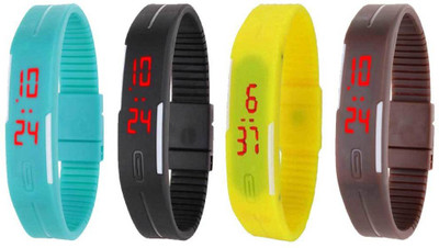 

Kissu Led Magnet Band Combo of 4 Sky Blue, Black, Yellow And Brown Watch - For Men & Women