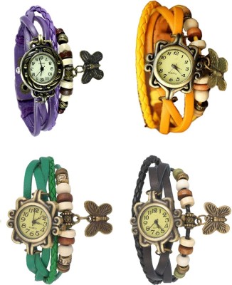 NS18 Vintage Butterfly Rakhi Combo of 4 Purple, Green, Yellow And Black Analog Watch  - For Women   Watches  (NS18)