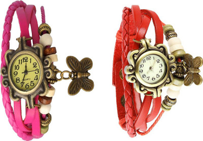 View NS18 Vintage Butterfly Rakhi Watch Combo of 2 Pink And Red Analog Watch  - For Women Wrist Watches Price Online(NS18)