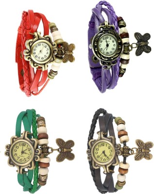NS18 Vintage Butterfly Rakhi Combo of 4 Red, Green, Purple And Black Analog Watch  - For Women   Watches  (NS18)