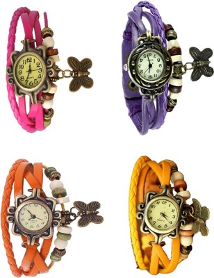NS18 Vintage Butterfly Rakhi Combo of 4 Pink, Orange, Purple And Yellow Analog Watch  - For Women   Watches  (NS18)