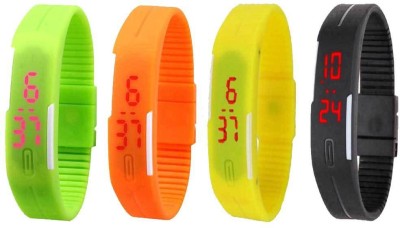 NS18 Silicone Led Magnet Band Combo of 4 Green, Orange, Yellow And Black Digital Watch  - For Boys & Girls   Watches  (NS18)
