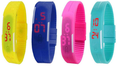 

Kissu Led Magnet Band Combo of 4 Yellow, Blue, Pink And Sky Blue Watch - For Men & Women