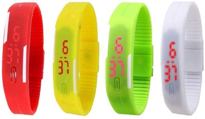 NS18 Silicone Led Magnet Band Combo of 4 Red, Yellow, Green And White Digital Watch  - For Boys & Girls   Watches  (NS18)