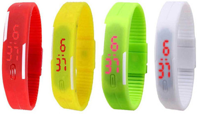 

Kissu Led Magnet Band Combo of 4 Red, Yellow, Green And White Watch - For Men & Women