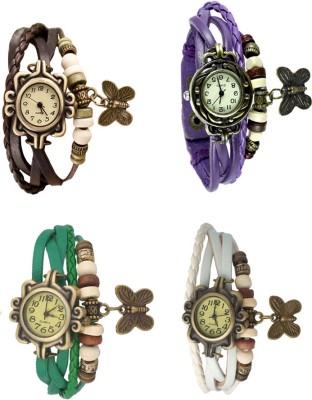 NS18 Vintage Butterfly Rakhi Combo of 4 Brown, Green, Purple And White Analog Watch  - For Women   Watches  (NS18)