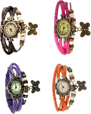 NS18 Vintage Butterfly Rakhi Combo of 4 Brown, Purple, Pink And Orange Analog Watch  - For Women   Watches  (NS18)