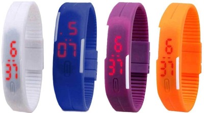 NS18 Silicone Led Magnet Band Combo of 4 White, Blue, Purple And Orange Digital Watch  - For Boys & Girls   Watches  (NS18)
