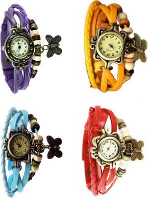 

Kissu Vintage Rakhi Combo of 4 Purple, Sky Blue, Yellow And Red Watch - For Women