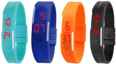 NS18 Silicone Led Magnet Band Combo of 4 Sky Blue, Blue, Orange And Black Digital Watch  - For Boys & Girls   Watches  (NS18)