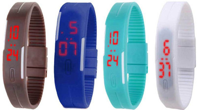 

Kissu Led Magnet Band Combo of 4 Brown, Blue, Sky Blue And White Watch - For Men & Women